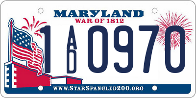 MD license plate 1AD0970