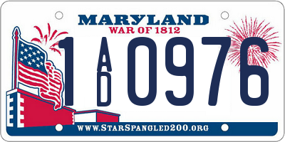 MD license plate 1AD0976
