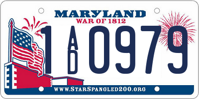 MD license plate 1AD0979