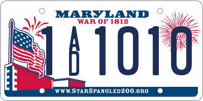 MD license plate 1AD1010