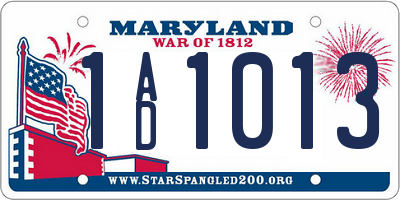 MD license plate 1AD1013