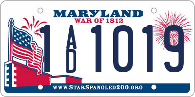 MD license plate 1AD1019