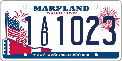 MD license plate 1AD1023