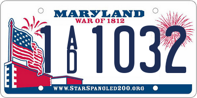 MD license plate 1AD1032