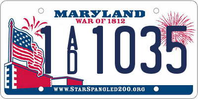 MD license plate 1AD1035