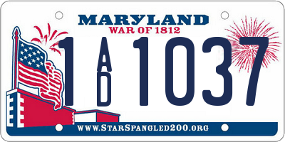 MD license plate 1AD1037