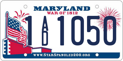 MD license plate 1AD1050