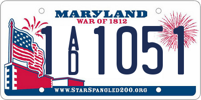 MD license plate 1AD1051
