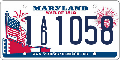 MD license plate 1AD1058