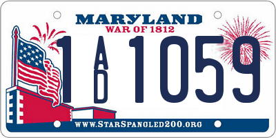 MD license plate 1AD1059