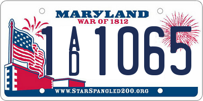 MD license plate 1AD1065