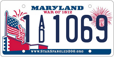 MD license plate 1AD1069