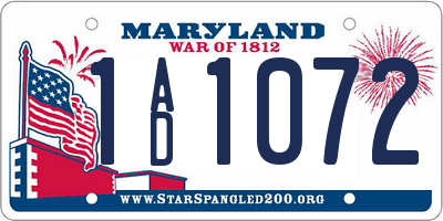 MD license plate 1AD1072