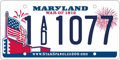 MD license plate 1AD1077