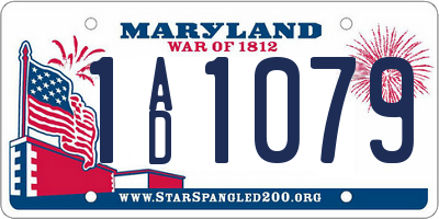 MD license plate 1AD1079