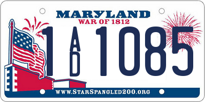 MD license plate 1AD1085