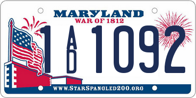MD license plate 1AD1092