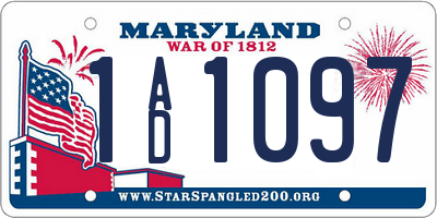 MD license plate 1AD1097
