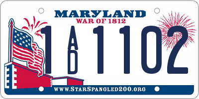 MD license plate 1AD1102
