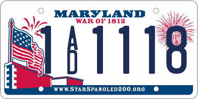 MD license plate 1AD1118