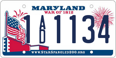 MD license plate 1AD1134
