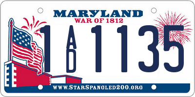 MD license plate 1AD1135