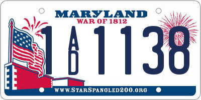 MD license plate 1AD1138
