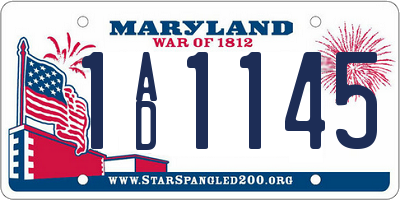 MD license plate 1AD1145
