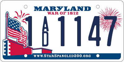 MD license plate 1AD1147