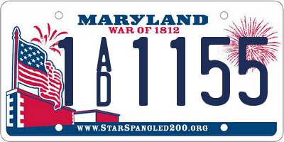 MD license plate 1AD1155