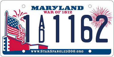 MD license plate 1AD1162