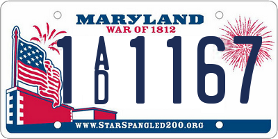 MD license plate 1AD1167