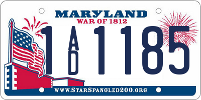 MD license plate 1AD1185