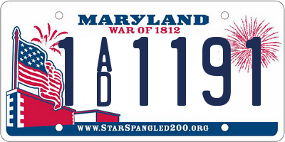MD license plate 1AD1191