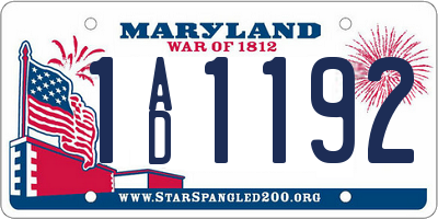MD license plate 1AD1192