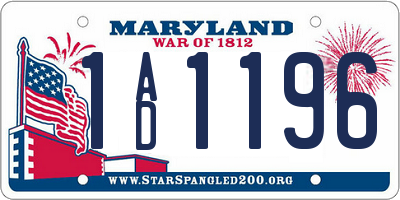 MD license plate 1AD1196