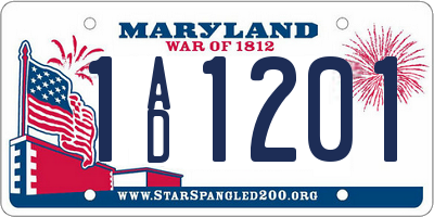 MD license plate 1AD1201