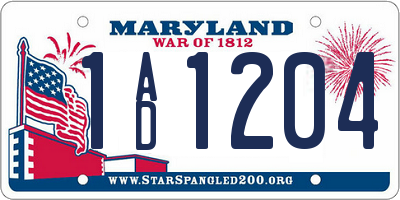 MD license plate 1AD1204