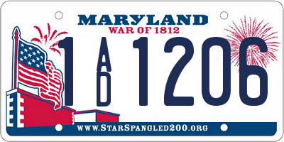 MD license plate 1AD1206