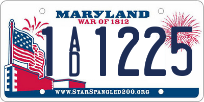 MD license plate 1AD1225