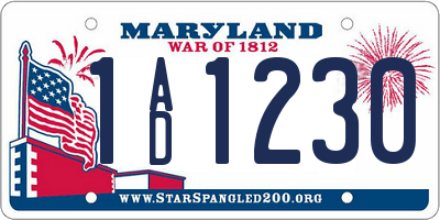 MD license plate 1AD1230