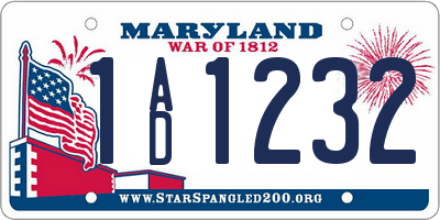MD license plate 1AD1232