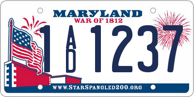 MD license plate 1AD1237