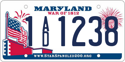 MD license plate 1AD1238