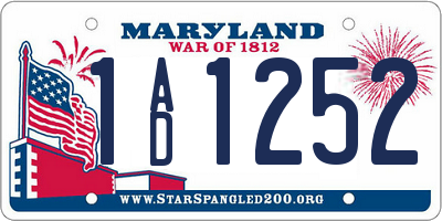 MD license plate 1AD1252