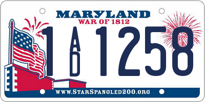 MD license plate 1AD1258