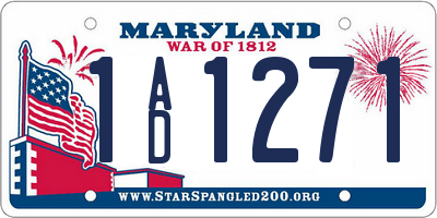 MD license plate 1AD1271