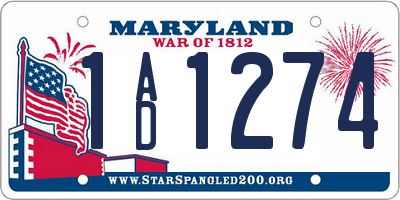 MD license plate 1AD1274