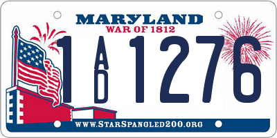 MD license plate 1AD1276