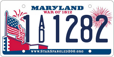 MD license plate 1AD1282